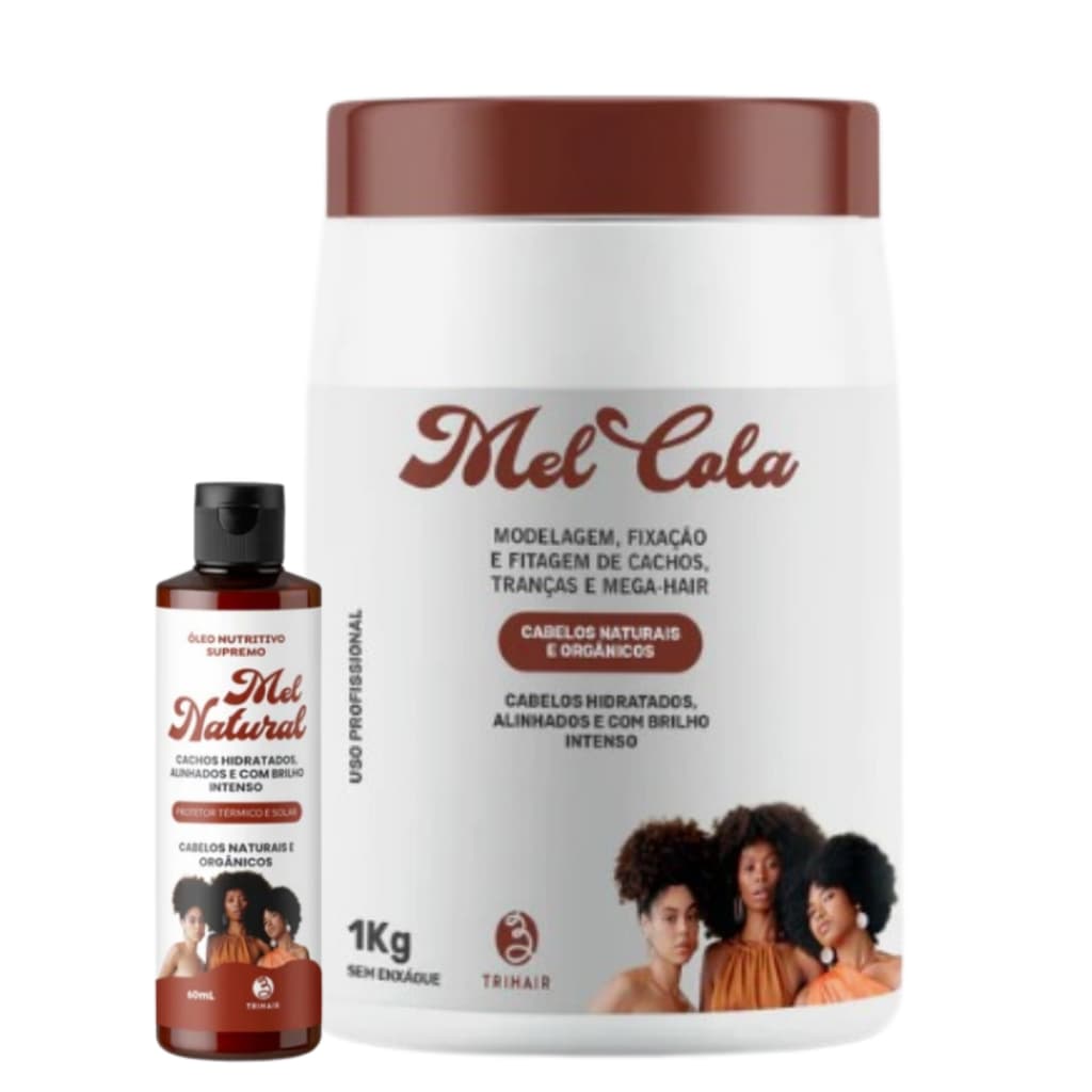 Kit Mel Cola 1k Óleo Nutritivo Mel Natural 60 ml Trihair
