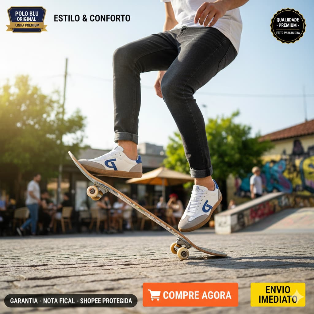 Tênis unisex original Polo Blu Casual Skatista Confortável Moda Urbana