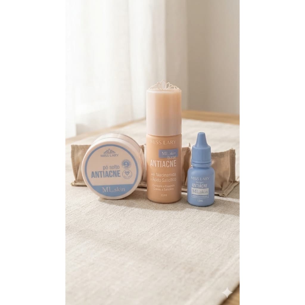 KIT! Base Antiacne + Gel Secativo Antiacne + Pó Solto Antiacne - 93g
