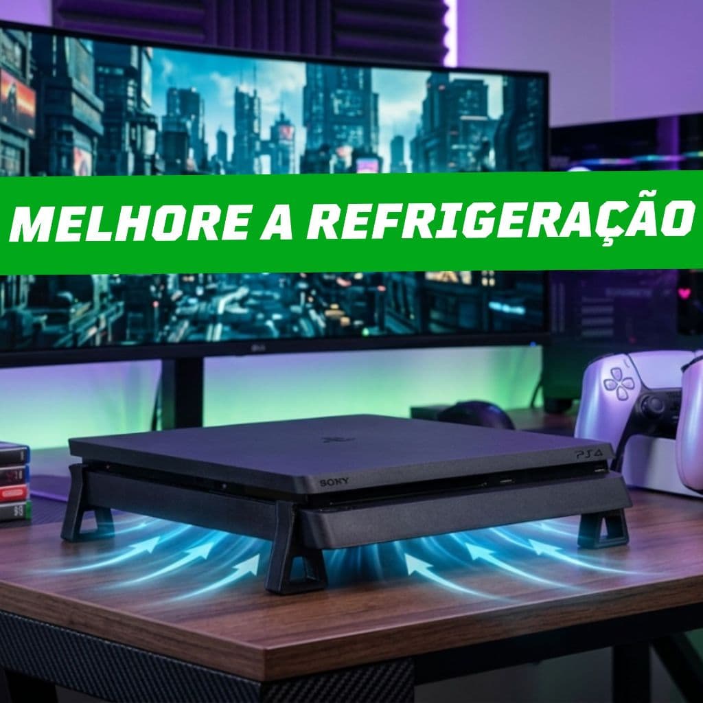 Kit Suporte Base Horizontal PS4 Pro Slim Fat Pezinho Playstation 4 - PS4