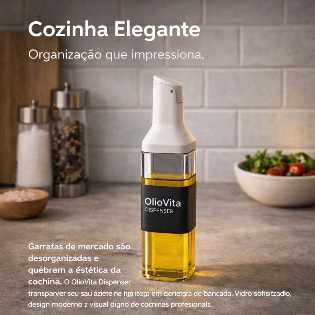 Dispenser de Azeite Vidro 500ml Anti Gotejamento Galheteiro Cozinha Porta Óleo OlioVita