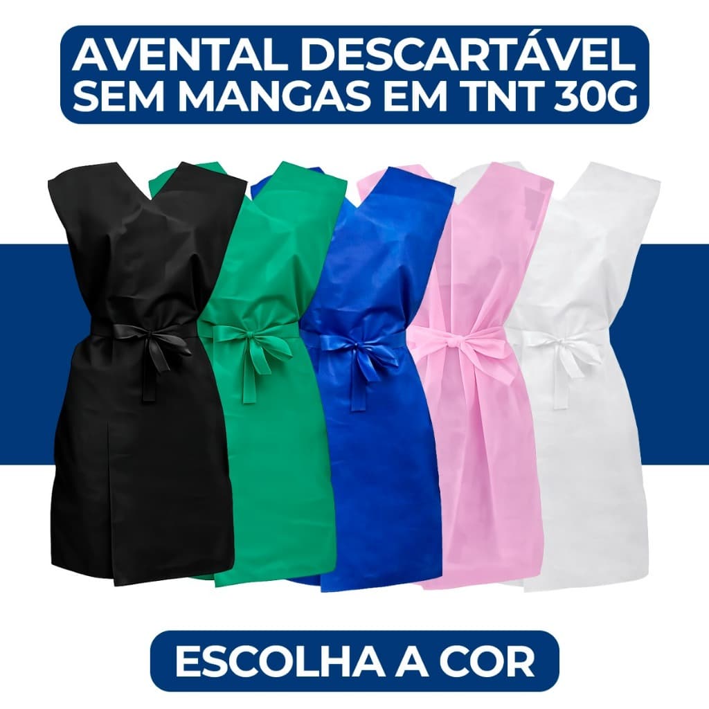 Avental Descartável Em T.M.T Sem Manga Gramatura 30 gramas PACOTES COM 10-30 ou 50 UNIDADES ARADESC