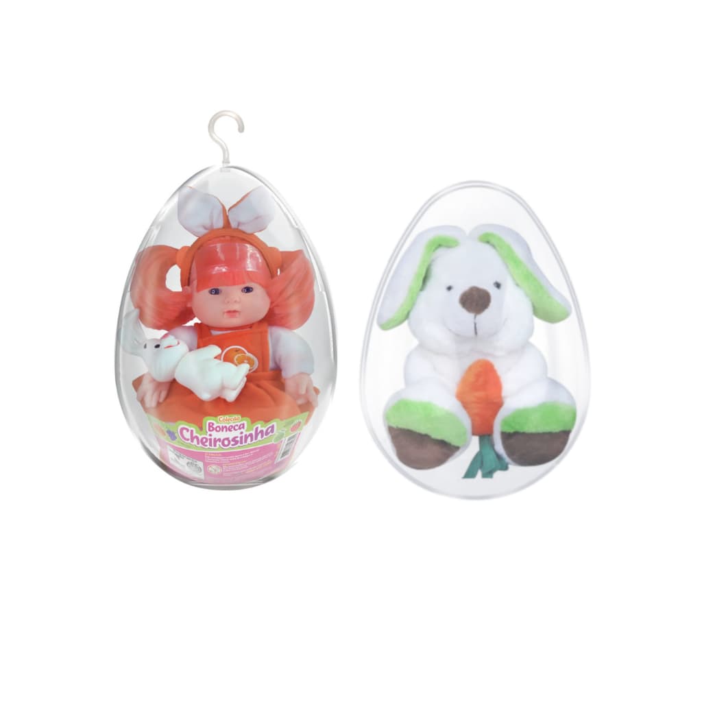 Boneca No Ovo Cheirosinha + Coelhinho Toby De Pelúcia 595 - Lider Brinquedos