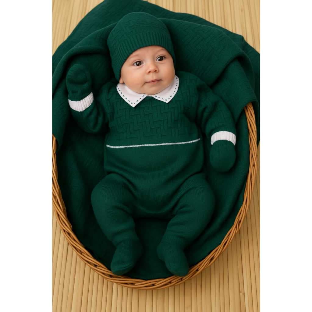 Kit Saída Maternidade Luxo Tricô Menino Bebê