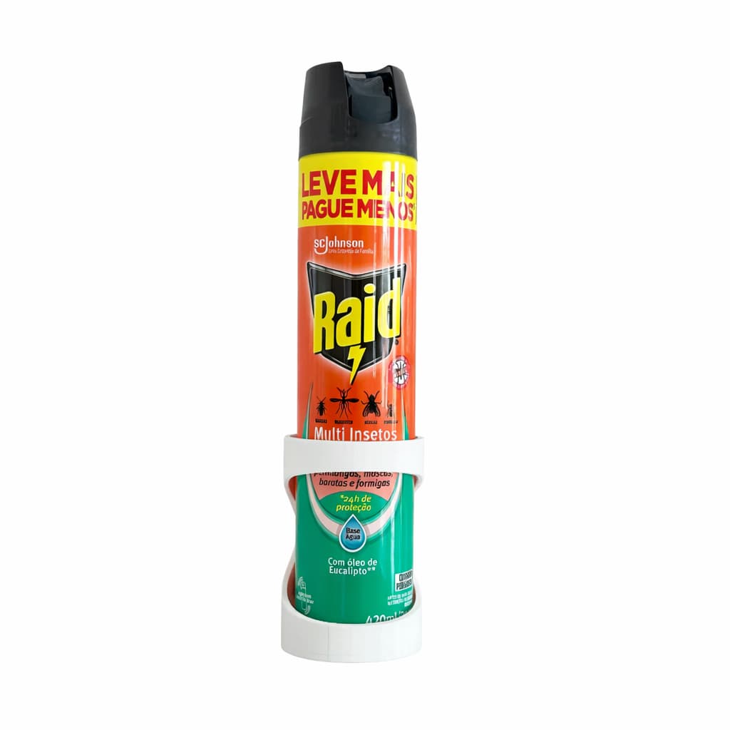 Suporte para Inseticida Spray Raid SBP Aromatizador BanheiroOrganizador Parede Porta Aerosol Multiuso Cozinha Lavanderia