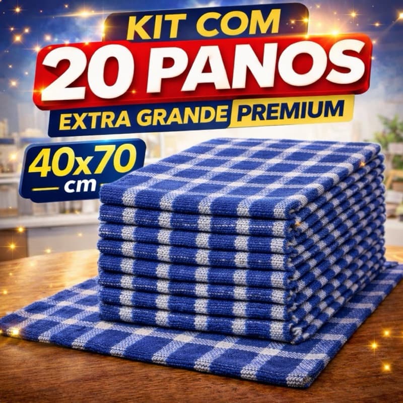 Pano de Chão Profissional 70x40 Saco Duplo 100% Algodão Xadrez Alta Durabilidade