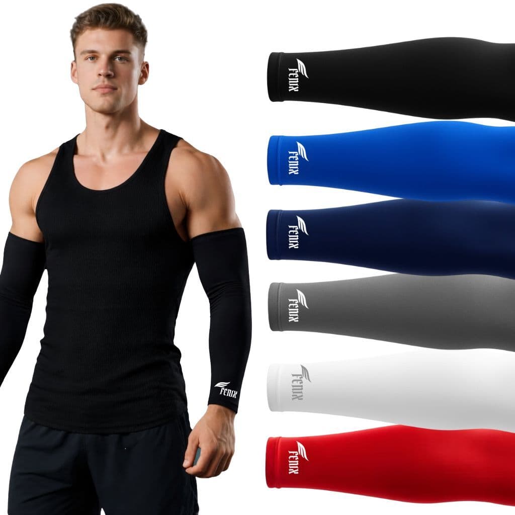 1 Par de Manguito Proteção Uv 45+ Braço Vôlei Basquete Futebol Triathlon Corrida Ciclismo Original Fenix