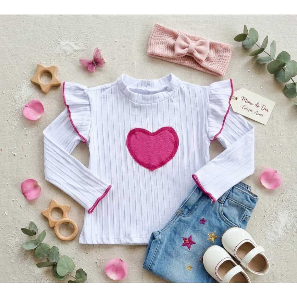 Blusa Infantil Menina Blusas infantil menina manga longa manga comprida com Babado e Frufru várias CORES