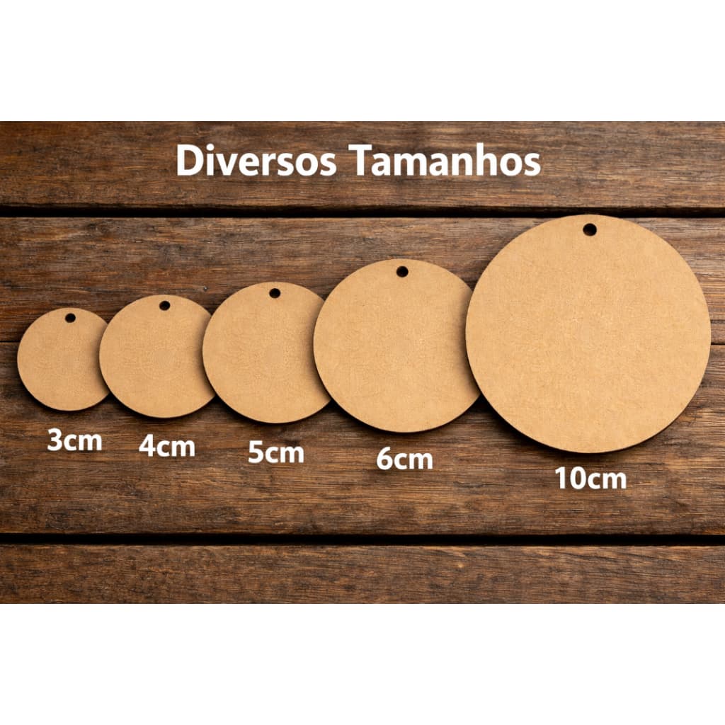 Bolacha Redonda em MDF com Furo para Chaveiro, Mandala e Decoração, Ideal para Artesanato Varios CM