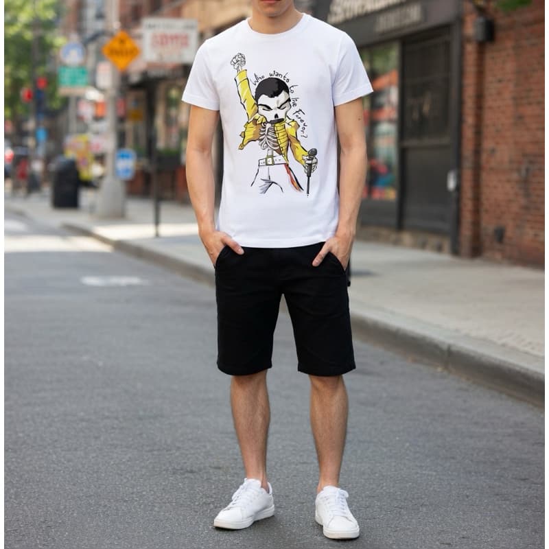 Camiseta Banda de Rock Freddie Mercury Queen Camisa Moda Roupa Masculina