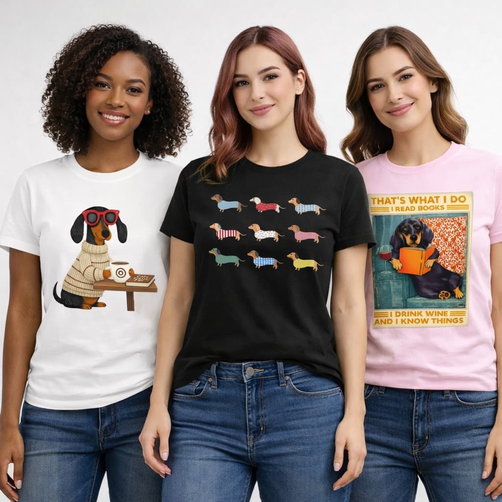 Camiseta Cachorro Salsicha Dachshund Estampada 100% Algodão Unissex Masculino Feminino Confortável