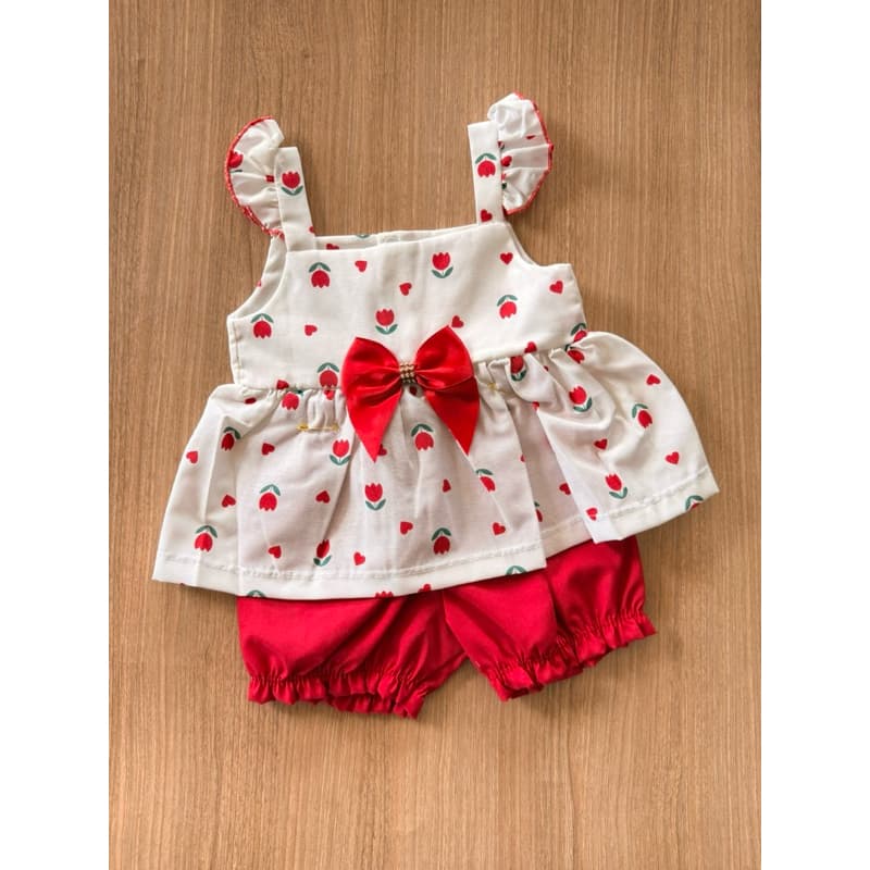 Conjunto bebê menina batinha com fofinha algodão 6 - 9 meses