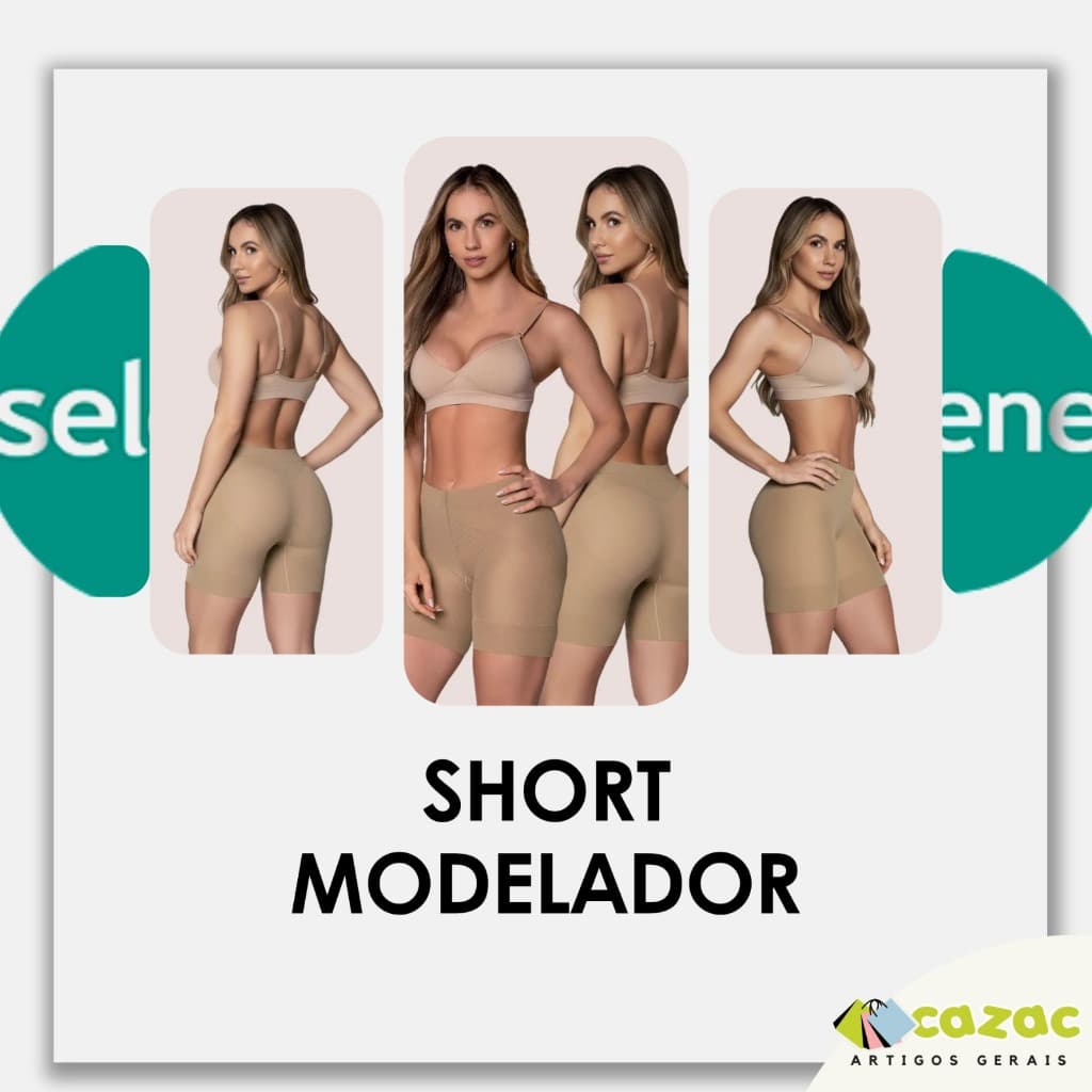 Short Modelador Elastano Cintura Alta Shape Confort Sem Costura Bermuda Poliamida Selene