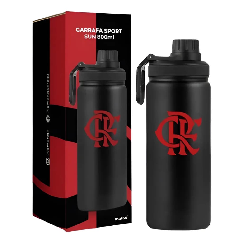 GARRAFA SUN SPORT 800ML FLAMENGO PRETA