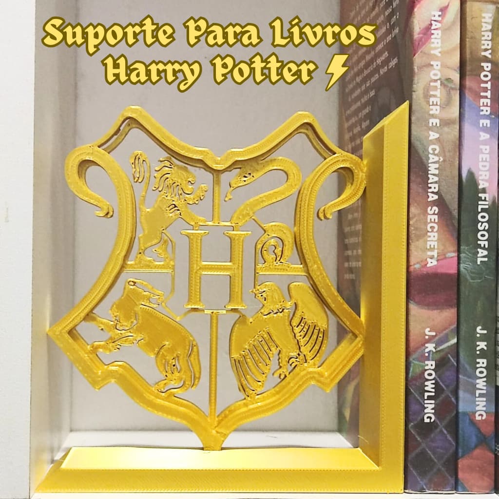 Harry Potter Suporte/Bookend Para Livros - Aparador de Livros Hogwarts Casas - Decoração de Estantes