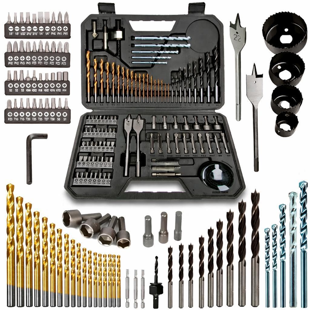Ferramentas Kit com 103 Peças, Kit de Ferramentas com Maleta Premium - Brocas para Madeira, Concreto, Bits e Soquetes