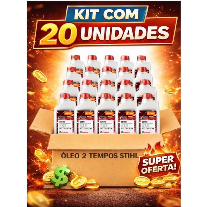 Kit 20 Castrol Stihl Para Motor 2t Óleo Lubrificante Sopradores Motosserras e roçadeiras 500ml Caixa