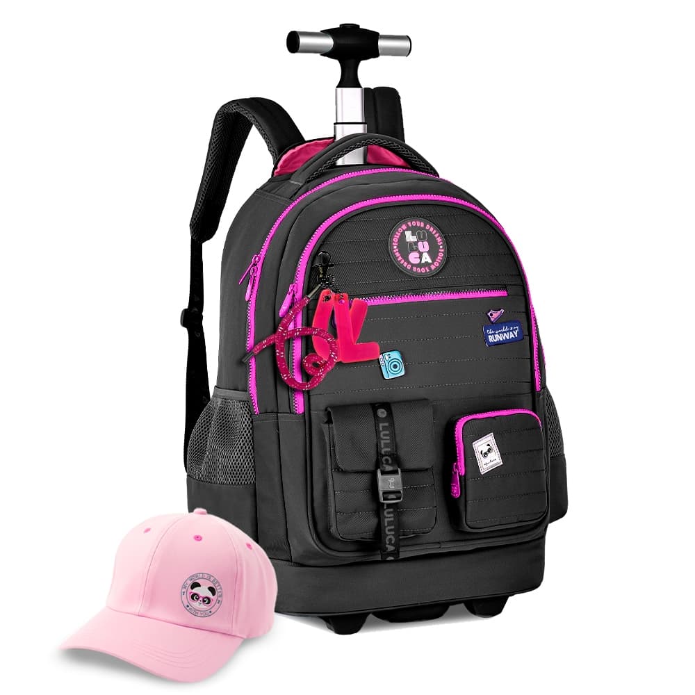 Mochila Escolar Colegial Rodinha Luluca Lulike Oficial Meninas Chaveiro Youtuber Clio
