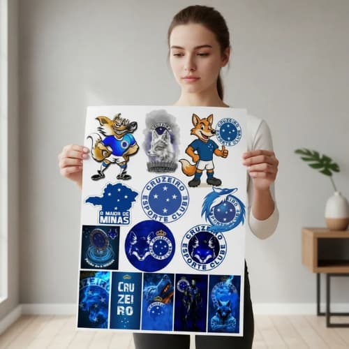 Kit Cartela Adesivo Stickers Mega Combo Cruzeiro Cruzeirense Futebol Mineiro Brasileirão Minas Gerais
