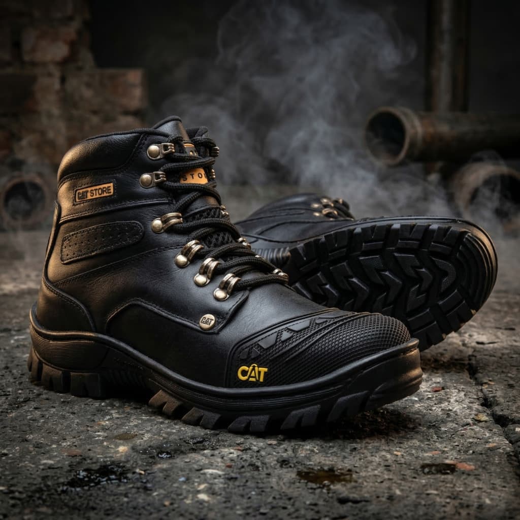 Bota Cat Store 2190 Preta Masculina Adventure Cano Curto Motoqueiro Promoção