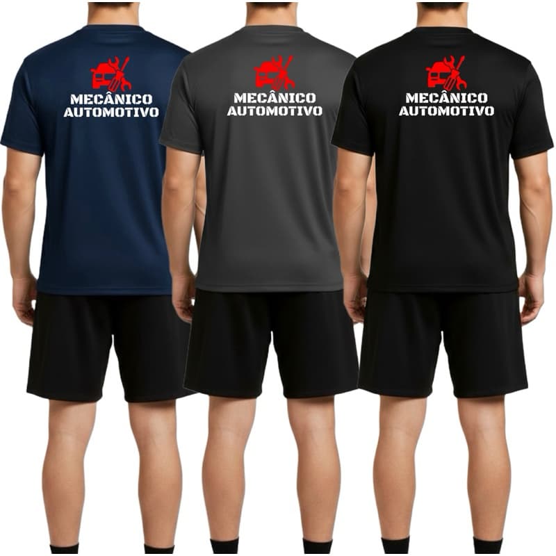 Kit 3 Camisas Uniforme Mecânico Automotivo Dry Fit Profissão Trabalho Camiseta Masculina