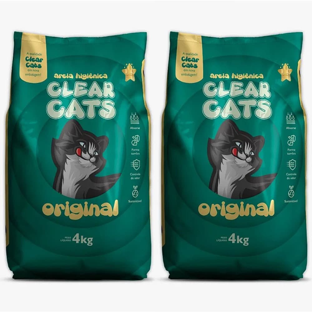 AREIA PARA GATOS CLEAR CATS HIGIÊNICA 4KG PIPICAT FRETE GRÁTIS HAMSTER COELHOS  PORQUINHOS ÍNDIA