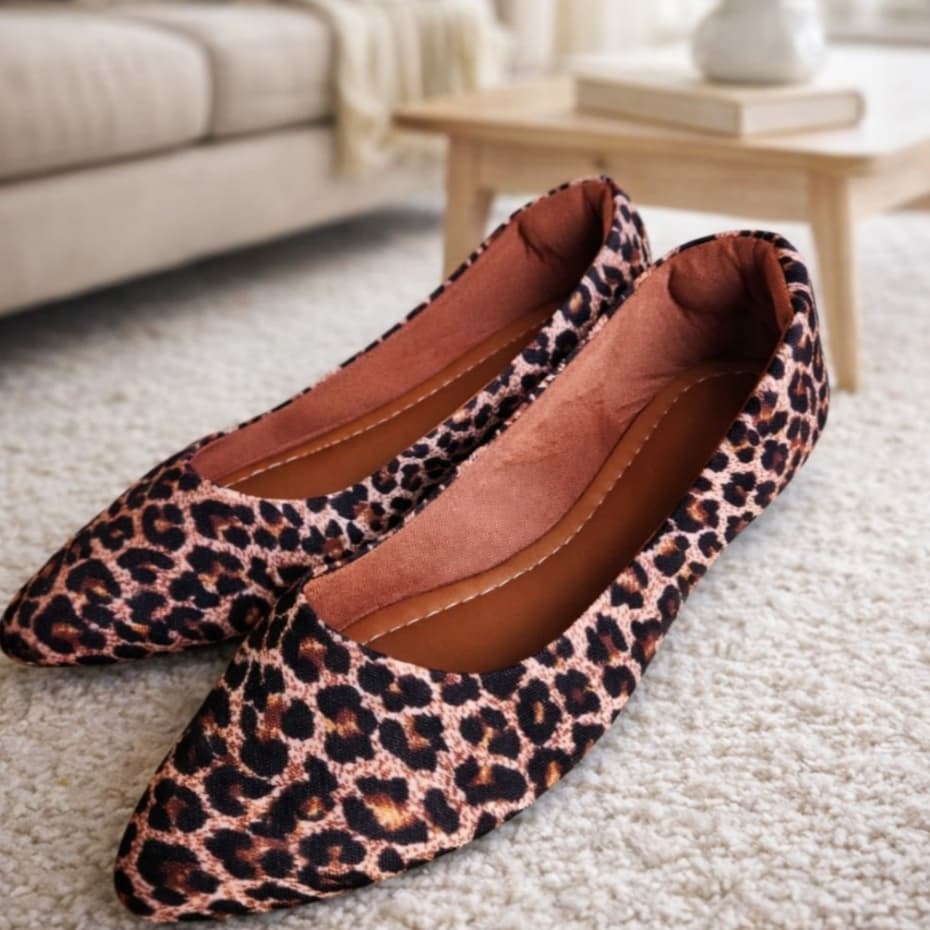 Sapatilha Feminina Confortável Animal Print Sapatilha Onça Casual