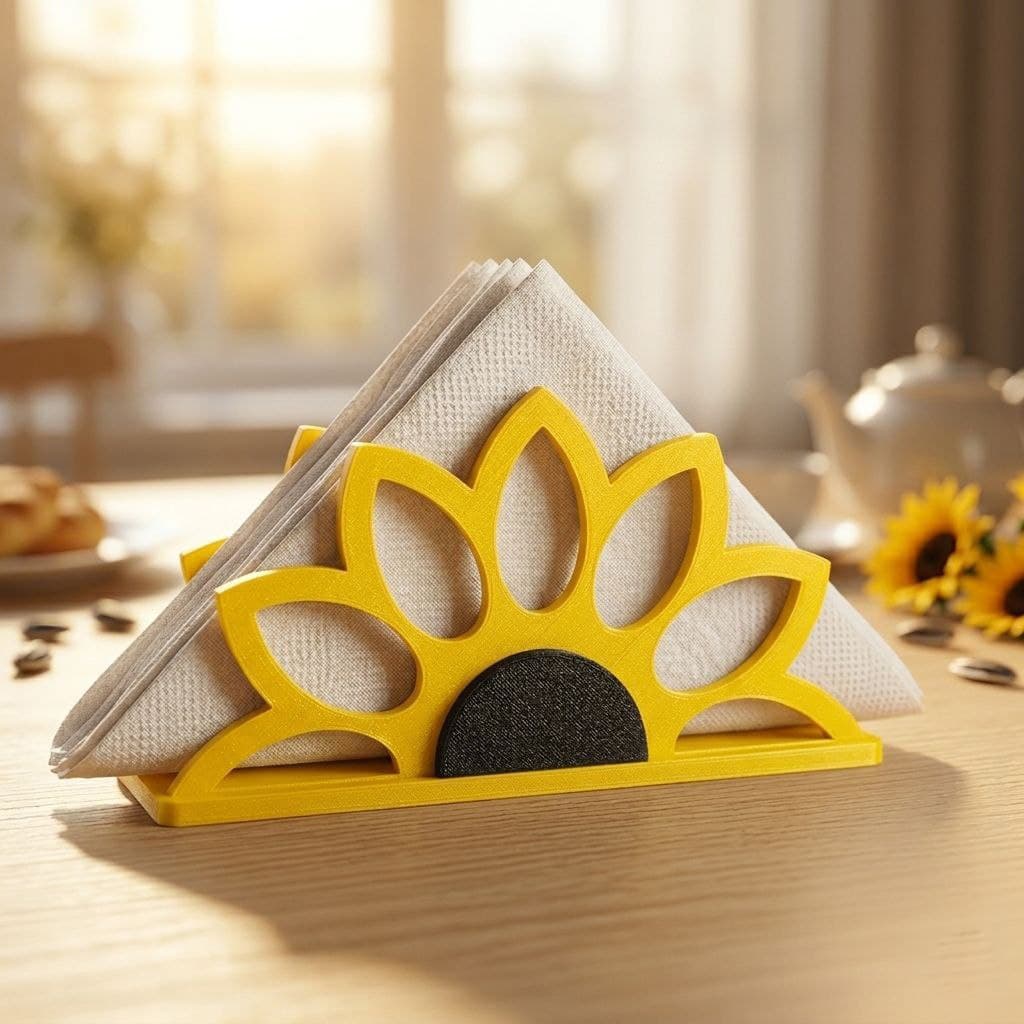 Porta Guardanapo De Mesa Girassol Amarelo Stilo Cozinha Decorativa