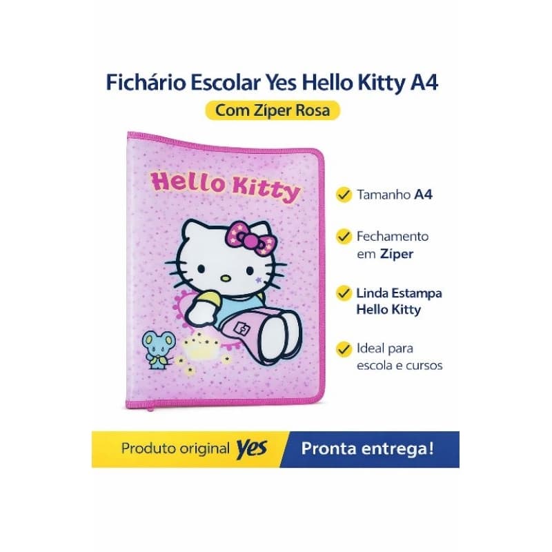 Fichário Argolado Universitário Hello Kitty Yes