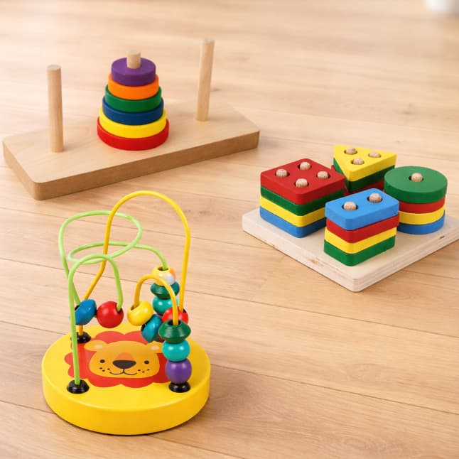 Brinquedos para Bebê 6 a 24 Meses Coordenação Motora Kit Educativo Madeira Montessori OFERTA 6.6