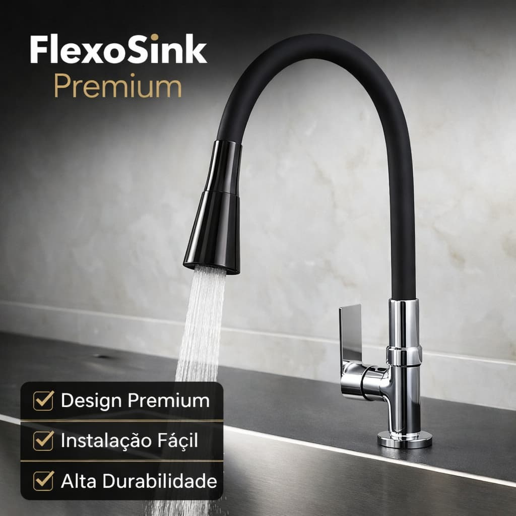 Torneira Flexivel Silicone Retratil Cozinha Com Ducha Preta Alta Durabilidade