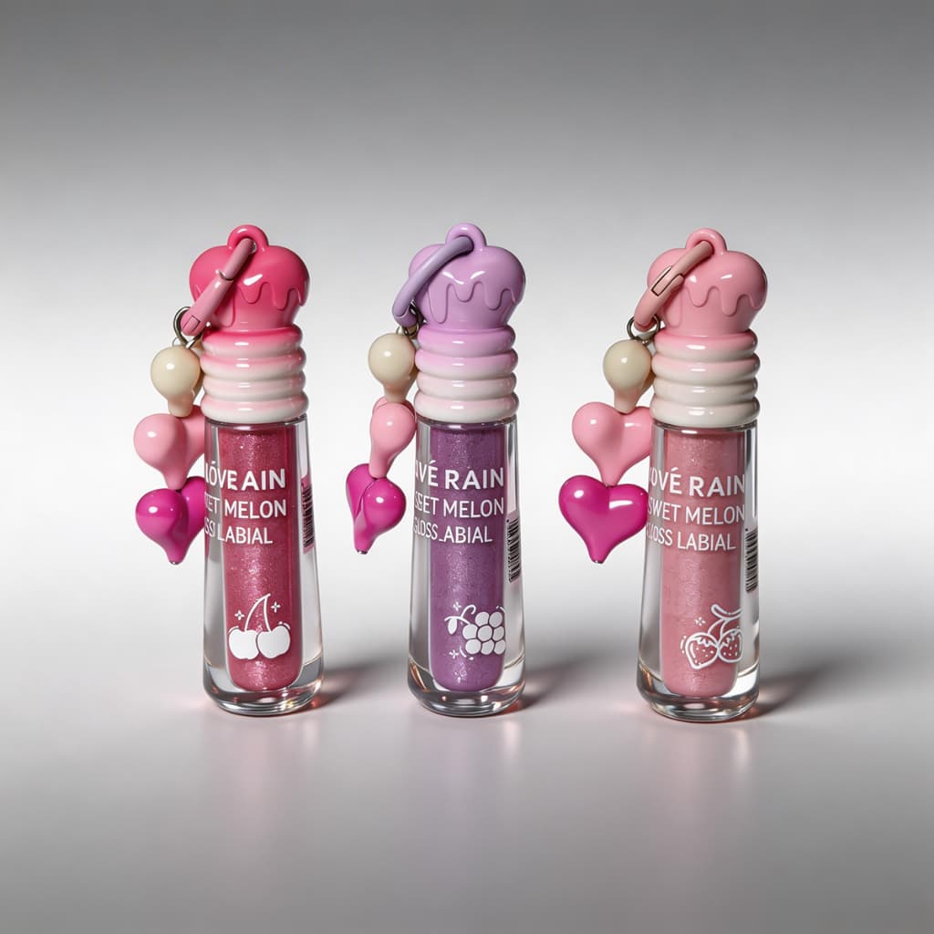 Gloss Labial brilho com glitter e cheiro de fruta -  BRILHO LABIAL FRUIT LOVE RAIN