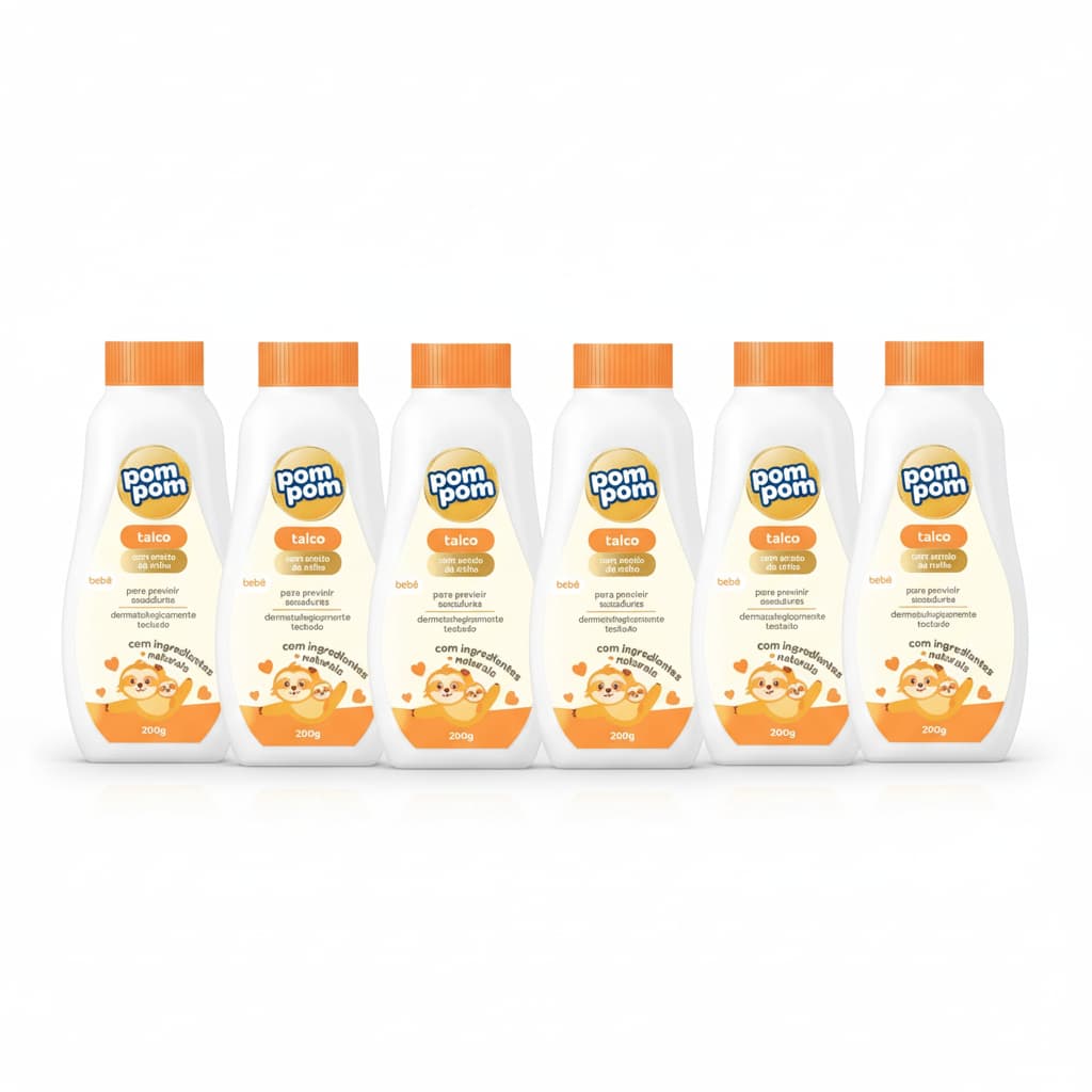 6x Talco Infantil Pom Pom 200g