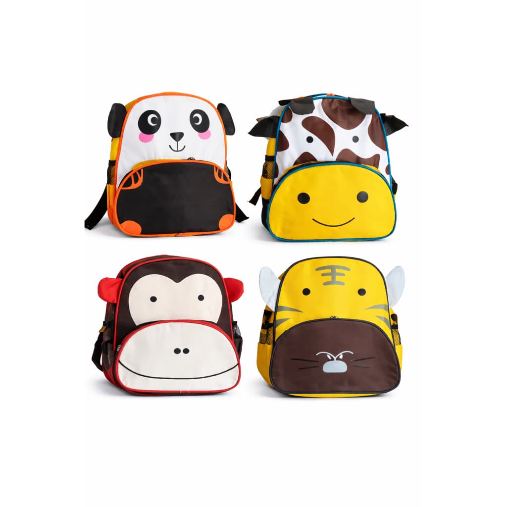 Mochila pré escola infantil estampada animais premium com bolso na lateral.