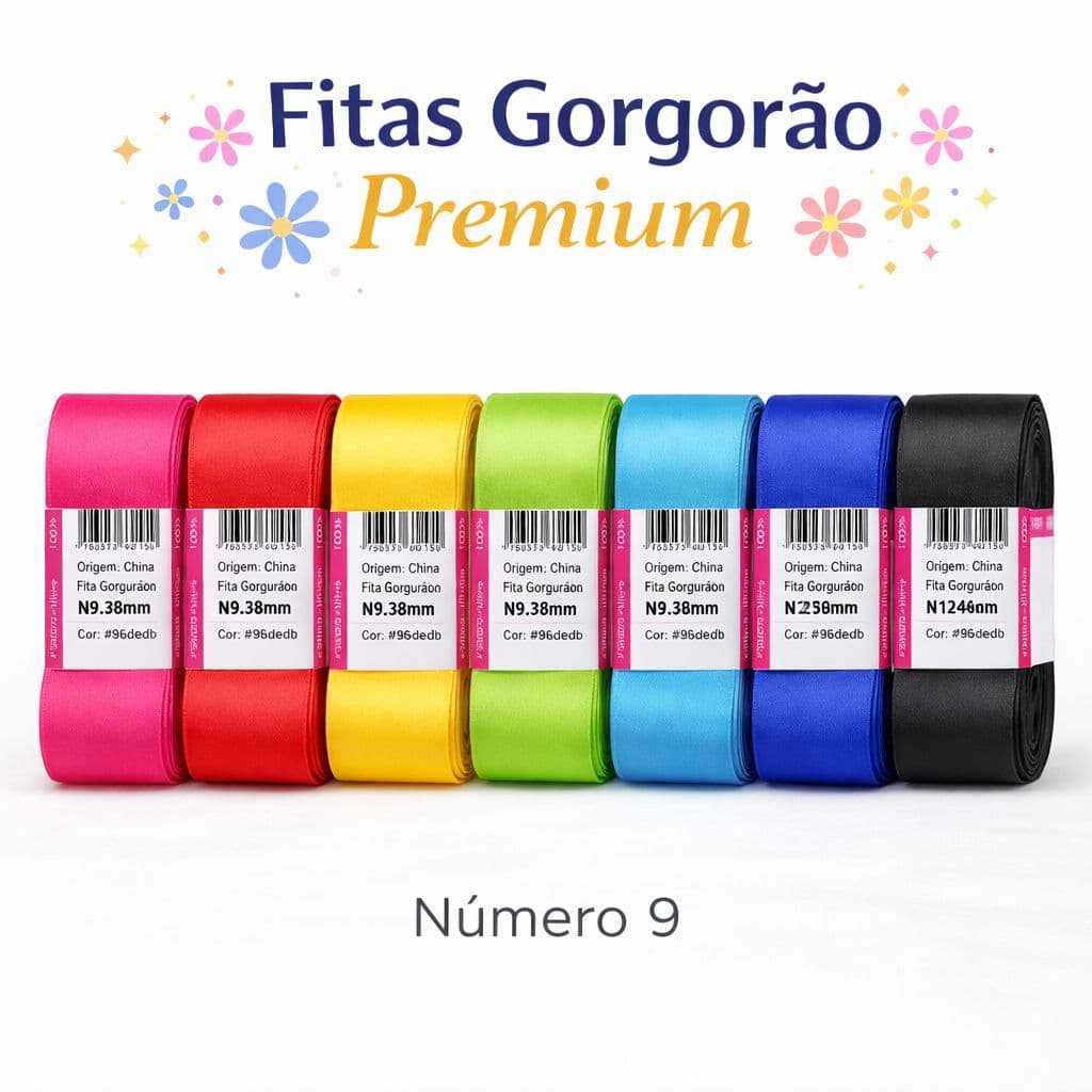Fita Gorgurão Premium Nº 9 (38mm) – Cores Vibrantes | 10, 20 ou 30 Metros | Alta Qualidade para Laços e Artesanato