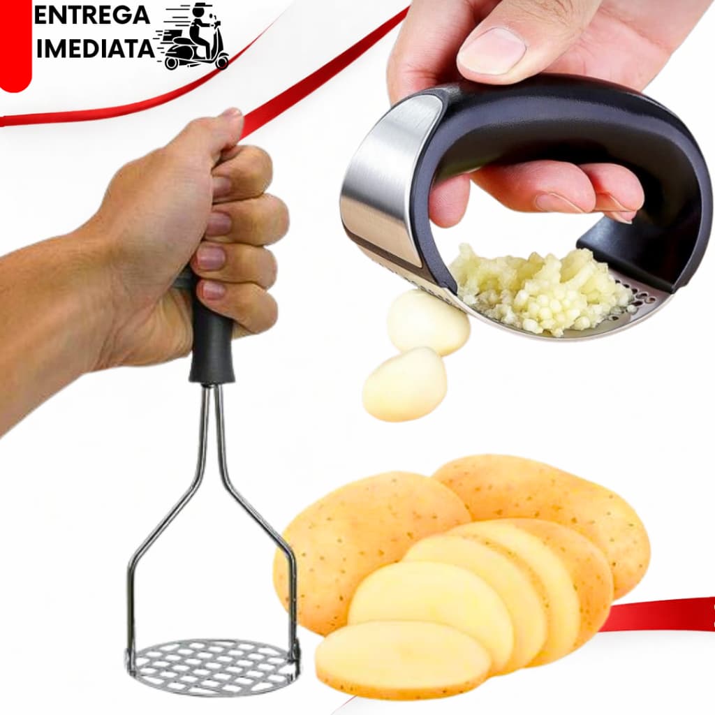 Amassador de Alho e Amassador de Batata Feijão Legumes Frutas Espremedor Manual
