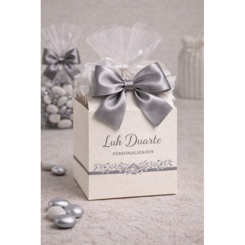 Laços de Cetim Prata com Fio Encerado – 8x8cm Ideal para Lembrancinhas e Artesanato ENVIO RÁPIDO