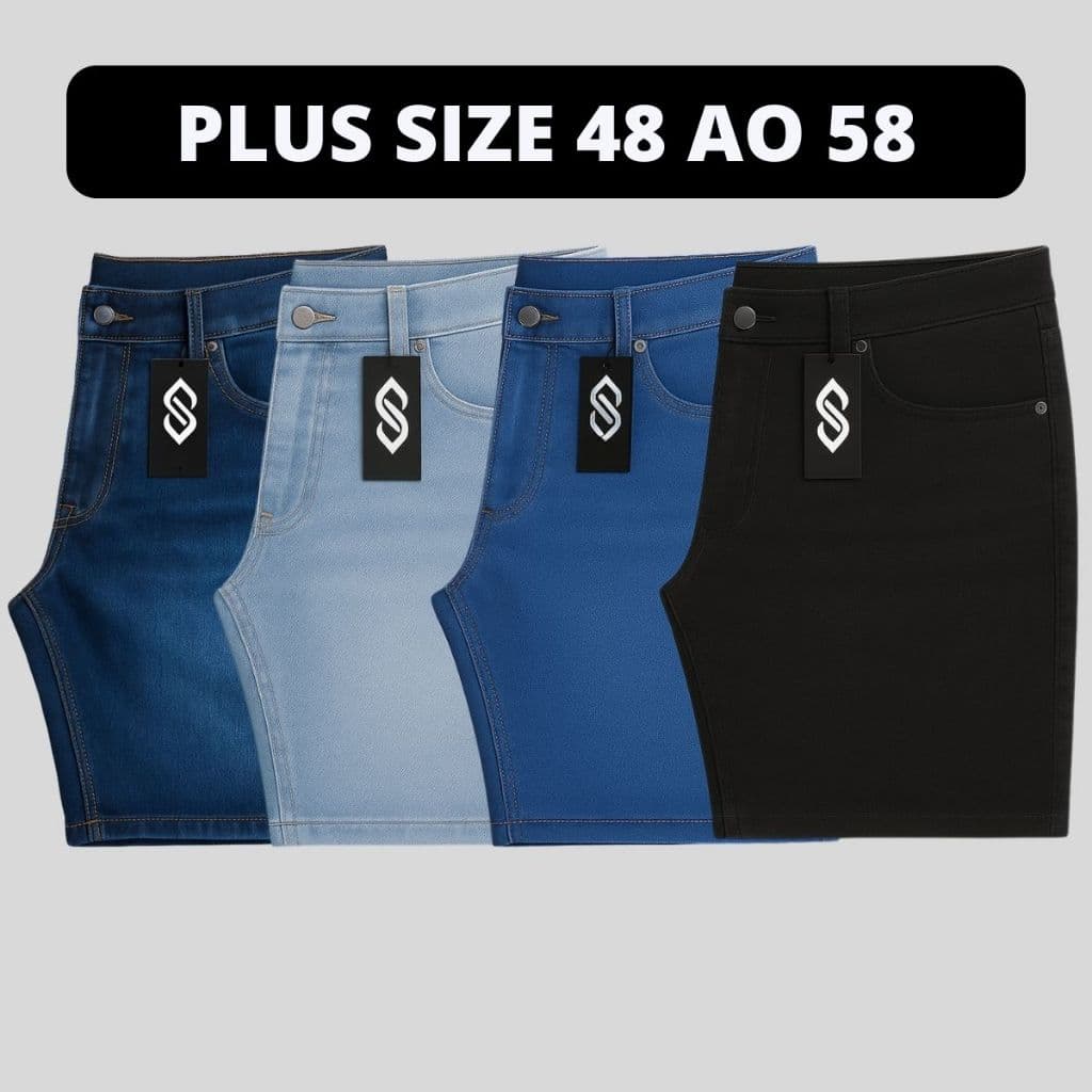 Kit 4 Bermudas Jeans Plus Size Masculina 48 ao 58 Extra Grande Xxg