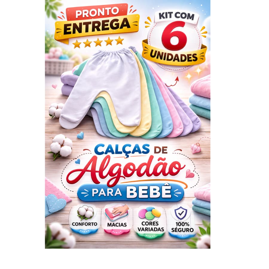 Kit Menino , Menina Com 6 Mijão Com pé fechado 100%algodão