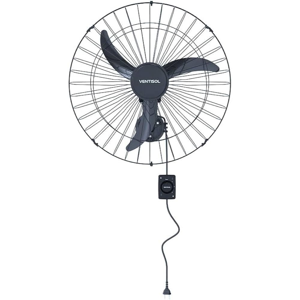 Ventilador De Parede Oscilante Preto 50cm New Plástico 130w 3 Pás Ventisol 50 Cm New Black 220v