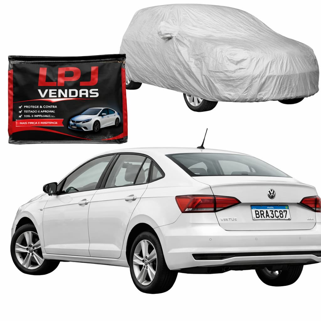 Capa De Cobrir Carro Virtus Com Forro 100% Impermeável Protege Sol Chuva Poeira Anti-UV