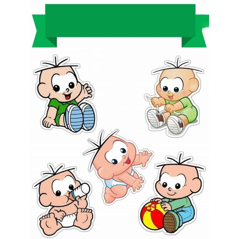 Topo Topper de Bolo Cebolinha Baby Turma da Mônica Personalizado Nome Idade 4
