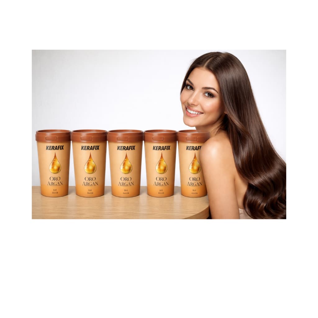 Promoção 5 Máscara Capilar Kerafix Oro Argan Hidratação Profunda Brilho Intenso Nutrição e Controle de Frizz
