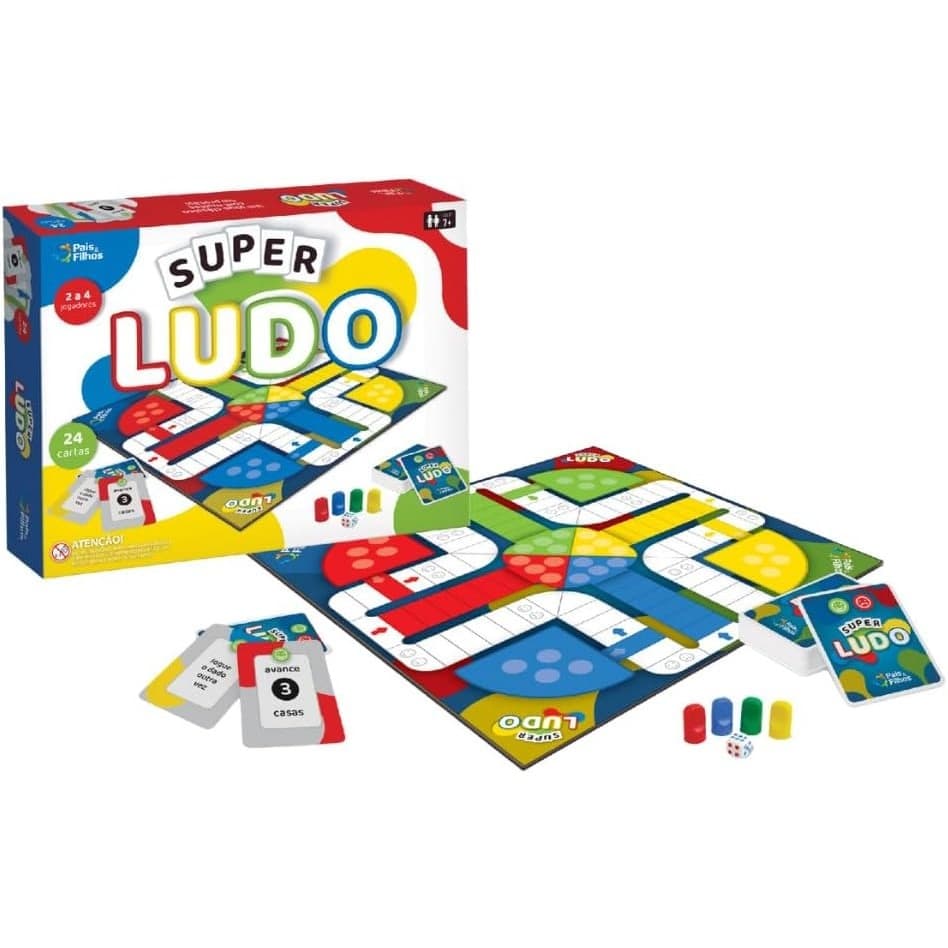 Jogo Clássico De Tabuleiro Super Ludo Diversão Com 27 Cartas