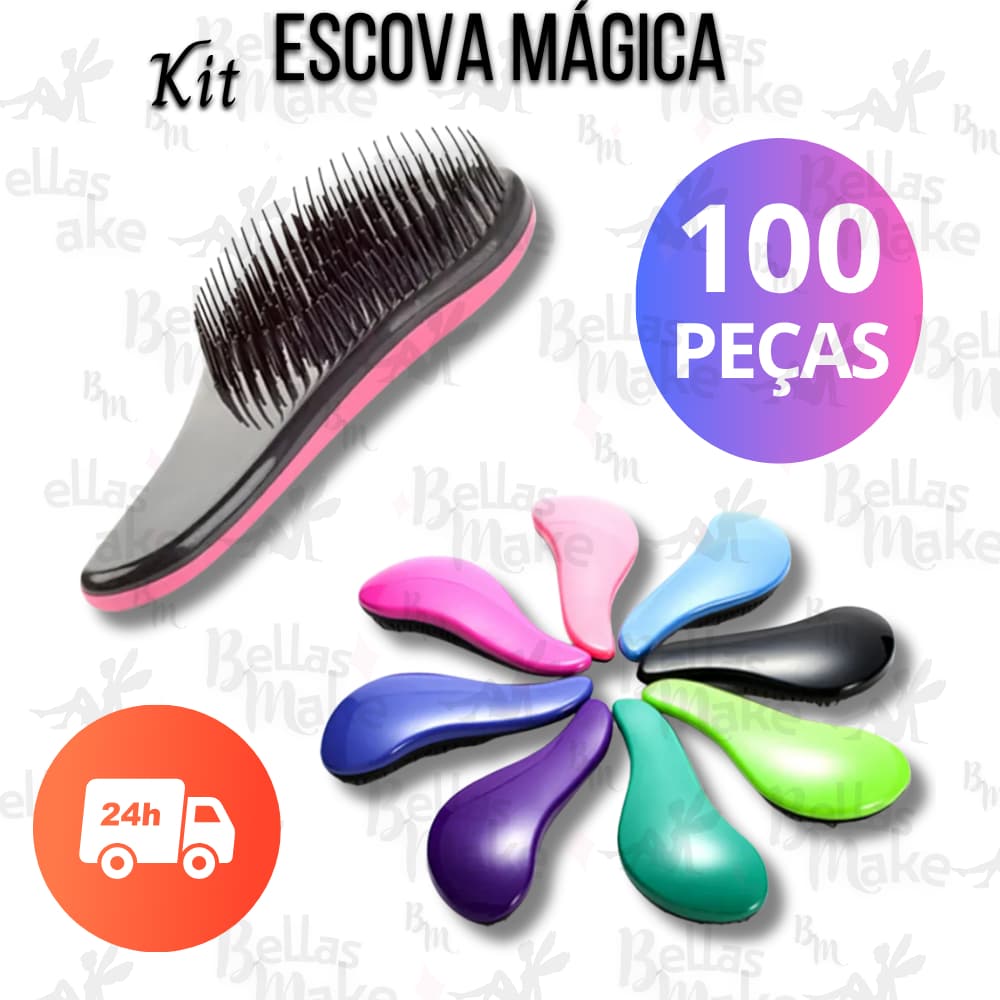Kit 100 Unidades Escovas Mágicas Anti Frizz Desembaraçadora Escolha Sua Cor Para Revender
