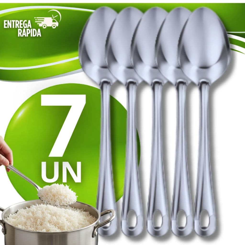 Colher de Arroz em Aço Inox Grande - Resistente para Cozinha, Buffet e Restaurante Servir Refeições Quentão Caldo Arraia