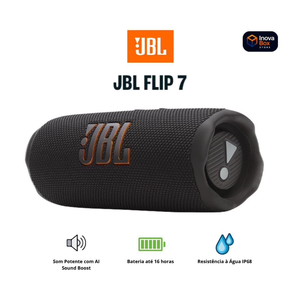 Caixa de Som JBL Flip 7 – Som Potente, Portátil e à Prova d’Água