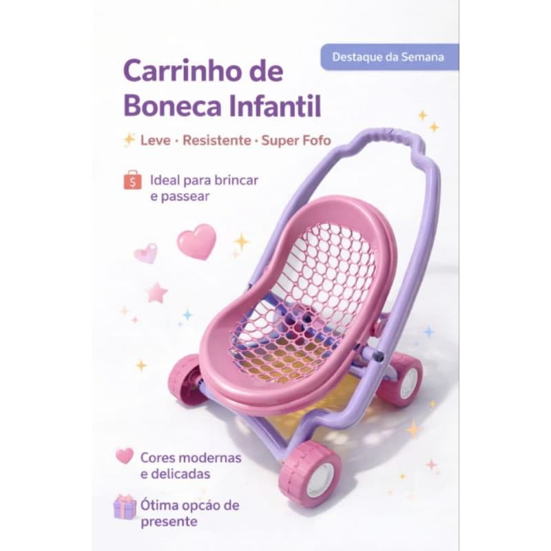 Carrinho deBoneca Brinquedo Infantil Carrinho Boneca Bebe Conforto