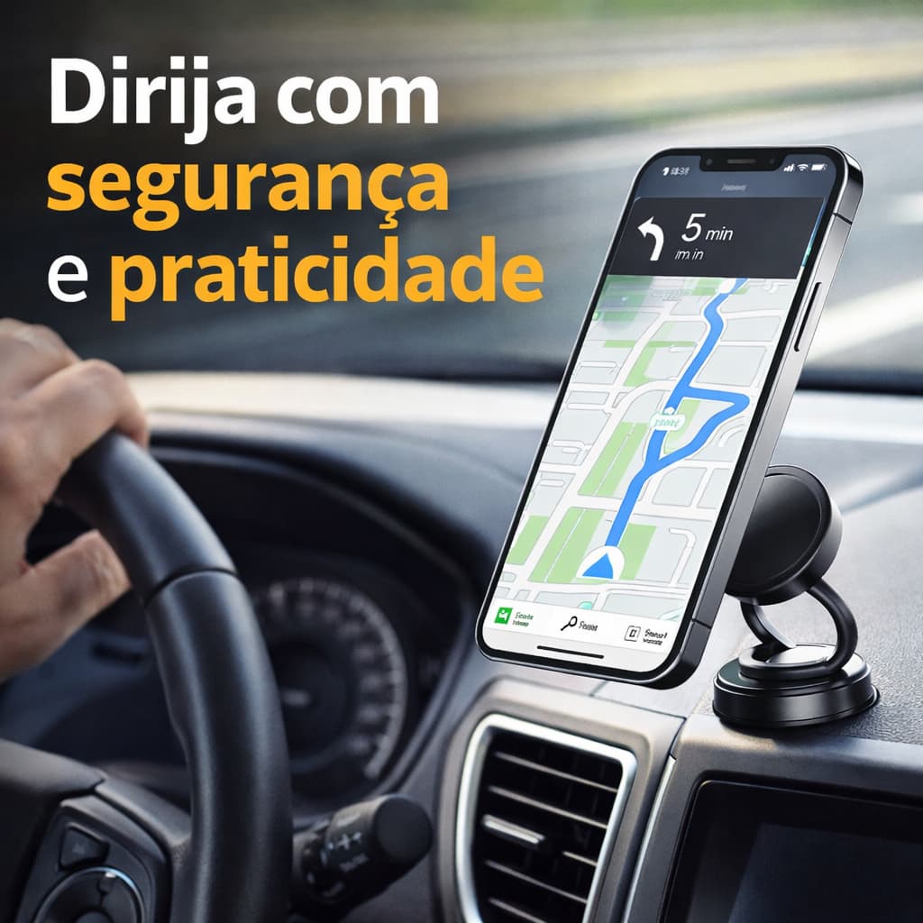 Suporte Celular Magnético Carro 360° Articulado Universal Imã Forte Painel Veicular