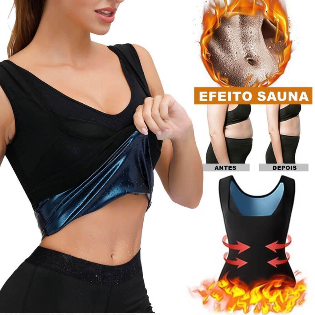 Colete Térmico Feminino Modelador Redutor de Medidas Suor Intenso Cinta Sauna Queima Gorduras
